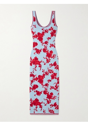 Carolina Herrera - Silk-jacquard Midi Dress - Blue - x small,small,medium,large,x large