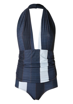 Amir Slama gathered swimsuit - Blue