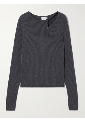 Deiji Studios - Asymmetric Cutout Ribbed Cotton And Cashmere-sweater - Gray - xx small,x small,small,medium,large,x large