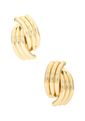 ANINE BING Crossover Ribbed Stud in Metallic Gold.