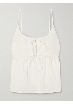 Deiji Studios - Tie-detailed Organic Cotton-poplin Top - White - xx small,x small,small,medium,large,x large