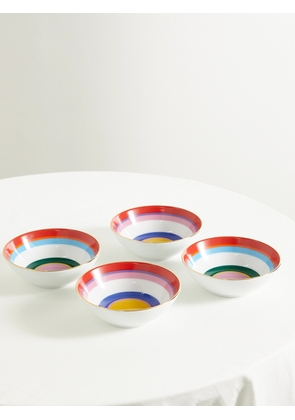 La DoubleJ - Set Of Four Gold-plated Porcelain Gelato Bowls - Red - One size