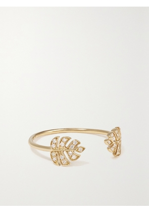 Sydney Evan - Tiny Monstera Leaf 14-karat Gold Diamond Ring - 4,4 1/2,5,5 1/2,6,6 1/2,7
