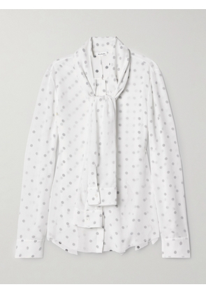 Acne Studios - Layered Tie-neck Distressed Polka-dot Georgette Blouse - White - EU 32,EU 34,EU 36,EU 38,EU 40,EU 42