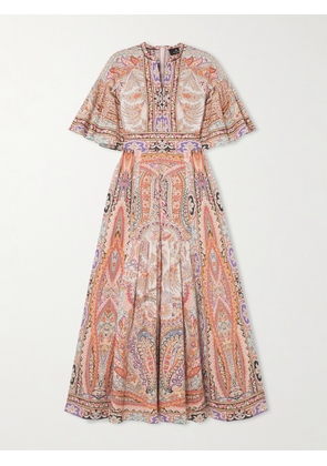 Etro - Ruffled Paisley-print Cotton-blend Poplin Maxi Dress - Pink - IT36,IT38,IT40,IT42,IT44,IT46,IT48,IT50