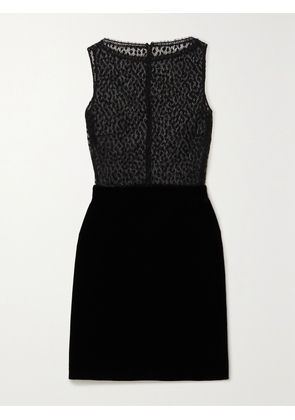 Givenchy - Cotton-blend Lace And Velvet Mini Dress - Black - FR 34,FR 36,FR 38,FR 40,FR 42,FR 44