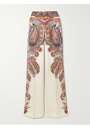Etro - Printed Satin Wide-leg Pants - Cream - IT36,IT38,IT40,IT42,IT44,IT46,IT48,IT50