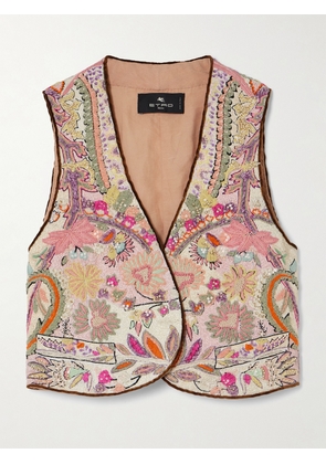 Etro - Cropped Embellished Linen-bouclé Vest - Pink - IT36,IT38,IT40,IT42,IT44,IT46,IT48,IT50