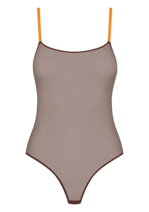 Maison Close Corps à Corps contrast-strap mesh bodysuit - Brown