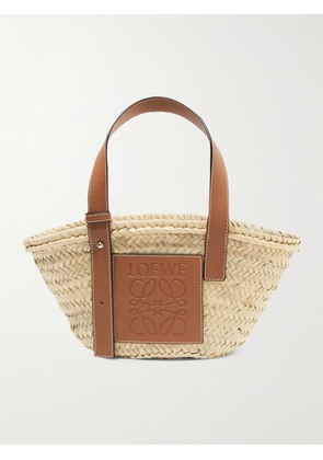 LOEWE - Small Leather-trimmed Woven Raffia Tote - Brown - One size