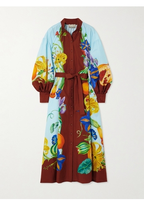 ALÉMAIS - Dahlia Belted Floral-print Cotton And Silk-blend Midi Dress - Multi - UK 6,UK 8,UK 10,UK 12,UK 14