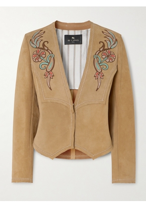 Etro - Appliquéd Suede Jacket - Neutrals - IT36,IT38,IT40,IT42,IT44,IT46,IT48