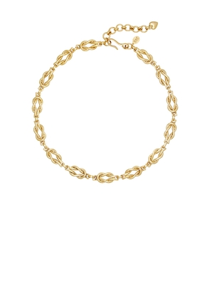 Brinker + Eliza Love Knot Necklace in Metallic Gold.