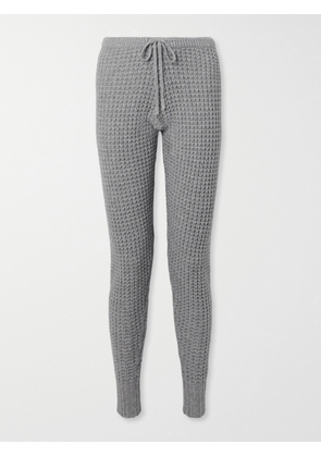 MADELEINE THOMPSON - Oceanus Waffle-knit Wool And Cashmere-blend Track Pants - Gray - small,medium,large