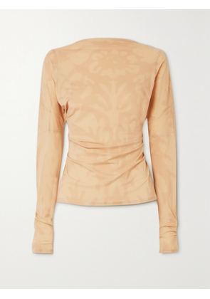 IOANNES - Open-back Paneled Printed Stretch-jersey Top - Neutrals - small,medium,large
