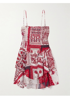 Marant Étoile - Anka Tiered Smocked Bandana-print Cotton Mini Dress - FR 34,FR 36,FR 38,FR 40,FR 42,FR 44