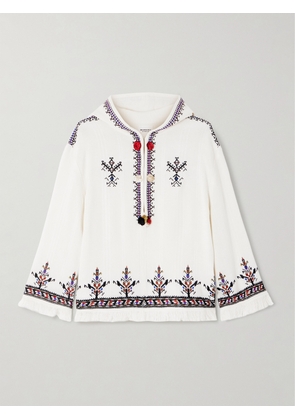 Marant Étoile - Kameya Hooded Frayed Embroidered Woven Blouse - Ecru - FR 34,FR 36,FR 38,FR 40,FR 42