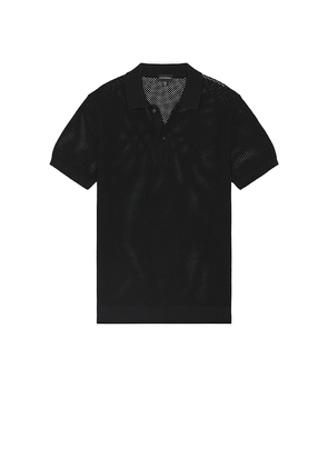 Club Monaco Textured Sweater Polo in Black. Size L. Also in M, XL/1X.