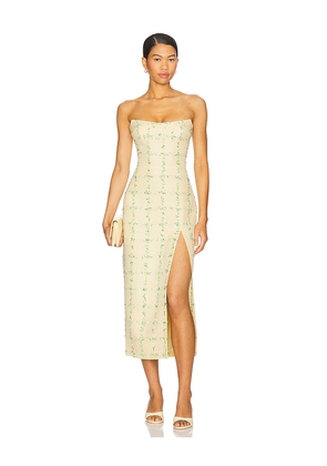 Amanda Uprichard Ivy Midi Dress in Yellow. Size L. Also in M, S, XL.