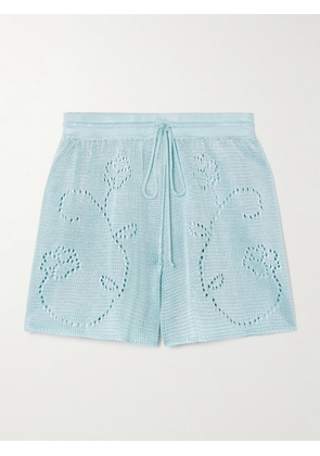 Calle Del Mar - Pointelle-knit Shorts - Blue - x small,small,medium,large,x large