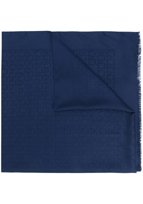 Ferragamo monogram fringed scarf - Blue