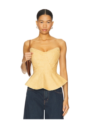 AFRM The Princess Peplum Top in Tan. Size L. Also in M, S, XS, XXL.