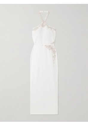 MISS SOHEE - Ara Embellished Crepe Halterneck Gown - Ivory - UK 6,UK 8,UK 10,UK 12,UK 14