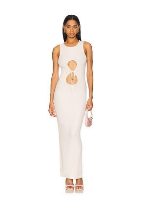 BY.DYLN Calyssa Maxi Dress in Beige. Size L. Also in M, XL.