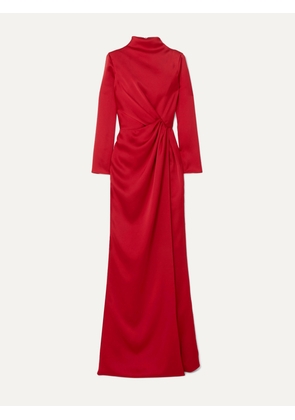 RASARIO - Wrap-effect Draped Satin Gown - Red - FR 34,FR 36,FR 38,FR 40