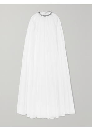 MONIQUE LHUILLIER - Brie Crystal-embellished Swiss-dot Tulle Cape - White - small,medium,large
