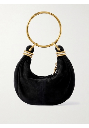 Chloé - Bracelet Small Embellished Leather-trimmed Suede Shoulder Bag - Black - One size