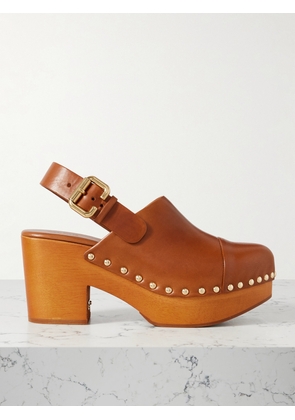 Chloé - Jeannette Studded Leather Slingback Platform Clogs - Brown - IT36,IT37,IT38,IT39,IT40,IT41