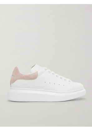 MCQUEEN - Suede-trimmed Leather Exaggerated-sole Sneakers - White - IT34,IT34.5,IT35,IT35.5,IT36,IT36.5,IT37,IT37.5,IT38,IT38.5,IT39,IT39.5,IT40,IT40.5,IT41,IT41.5,IT42