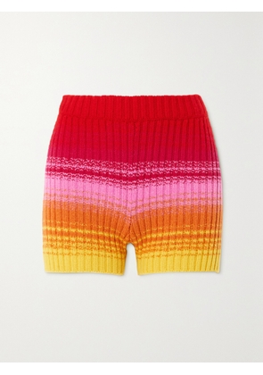 The Elder Statesman - Morphe Striped Ribbed Cashmere Shorts - Pink - x small,small,medium,large