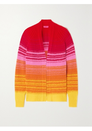 The Elder Statesman - Morphe Striped Ribbed Cashmere Cardigan - Pink - x small,small,medium,large