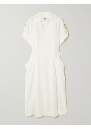 Bottega Veneta - Embellished Pleated Woven Midi Dress - White - IT36,IT38,IT40,IT42,IT44,IT46