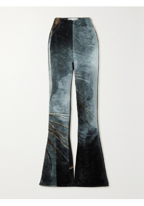 Conner Ives - + The Vanguard Printed Faux Fur Flared Pants - Black - x small,small,medium,large