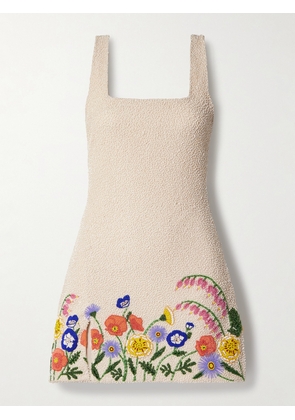 STAUD - Le Sable Bead-embellished Mesh Mini Dress - Neutrals - x small,small,medium,large,x large