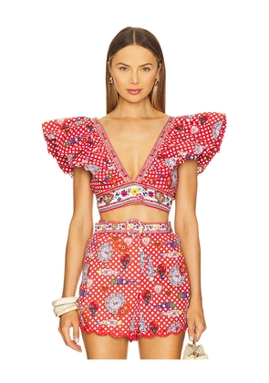 Camilla Ruffle Wrap Top in Pink. Size L. Also in XS.