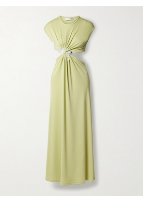 Christopher Esber - Embellished Cutout Ribbed-knit Maxi Dress - Green - UK 6,UK 8,UK 10,UK 12,UK 14