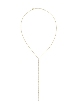 By Adina Eden Teardrop Drop Lariat Necklace in Metallic Gold.