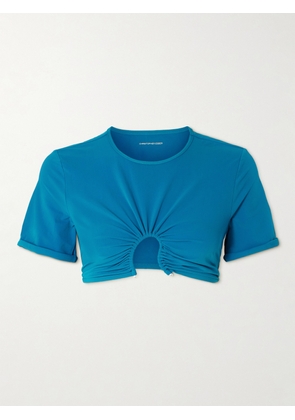 Christopher Esber - Crescent Embellished Cutout Ruched Bikini Top - Blue - UK 4,UK 6,UK 8,UK 10,UK 12,UK 14