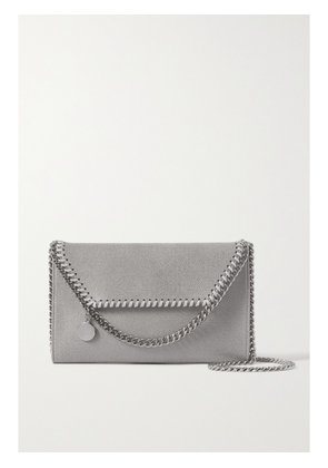 Stella McCartney - The Falabella Mini Vegetarian Brushed-leather Shoulder Bag - Gray - One size