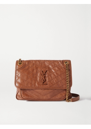 SAINT LAURENT - Niki Medium Quilted Crinkled-leather Shoulder Bag - Neutrals - One size
