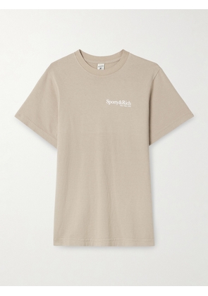 Sporty & Rich - Printed Cotton-jersey T-shirt - Neutrals - x small,small,medium,large,x large