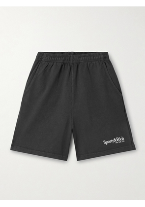 Sporty & Rich - Printed Cotton-jersey Shorts - Black - x small,small,medium,large,x large