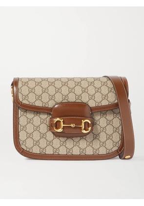 Gucci - Horsebit 1955 Leather-trimmed Printed Coated-canvas Shoulder Bag - Brown - One size