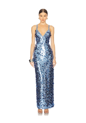 Bronx and Banco Allegra Sequin Maxi Dress in Blue. Size L. Also in XS, S, M.