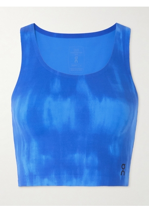 ON - Malibu Cropped Cutout Tie-dyed Stretch Recyled-jersey Tank - Blue - x small,small,medium,large,x large