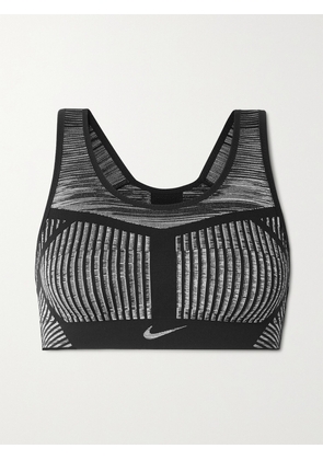 Nike - Fe/nom Striped Flyknit Sports Bra - Black - x small,small,medium,large,x large